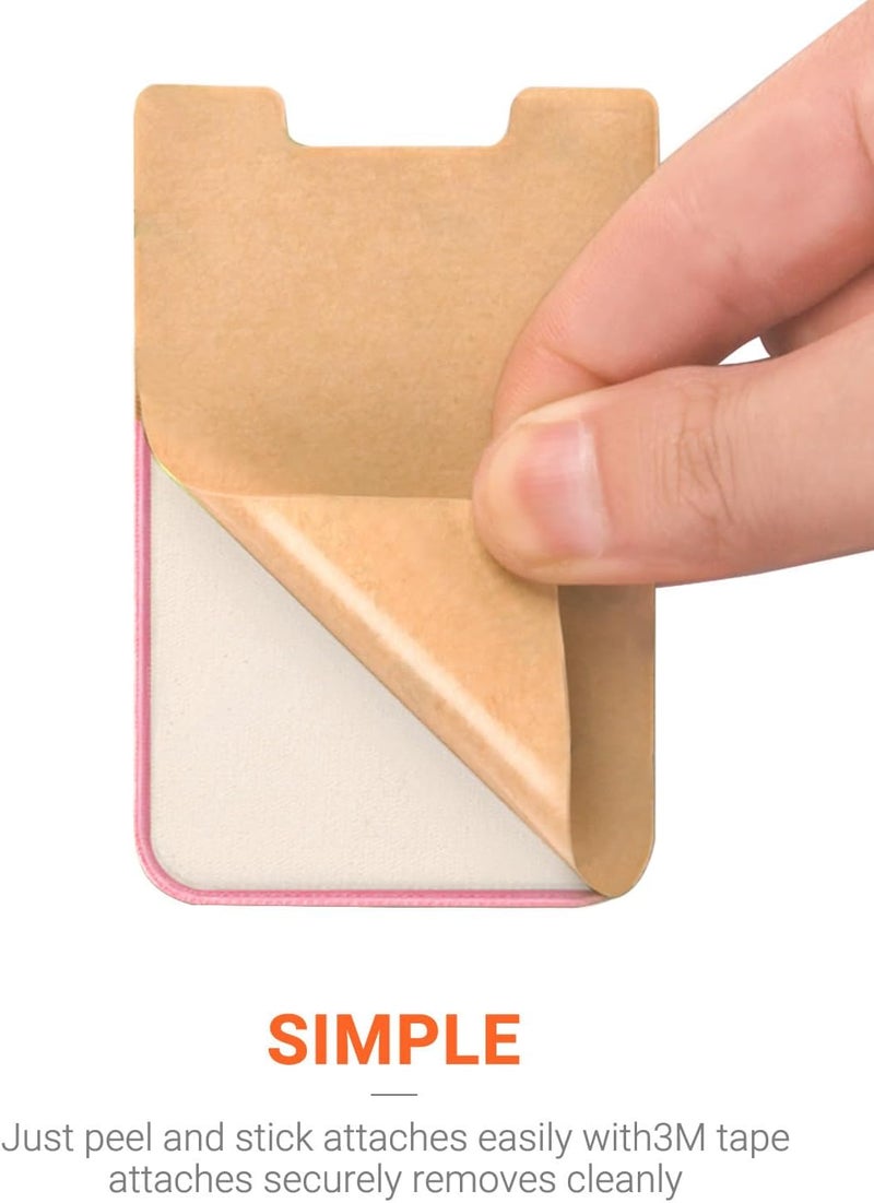 OBVIS Cell Phone Pocket Self Adhesive Card Holder Stick On Wallet Sleeve with Adhesive ID Credit Card ATM Card Holder for iPhone Android 2 PACK PINK - Image 5